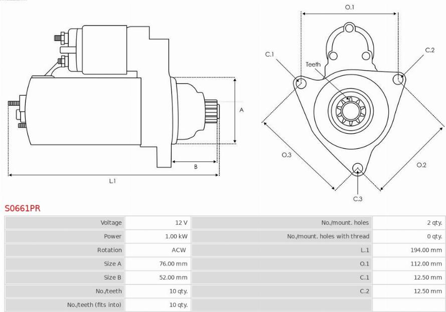 AS-PL S0661PR - Startmotor xdelar.se