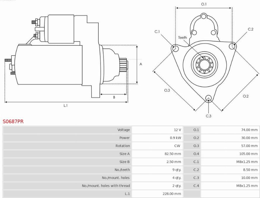 AS-PL S0687PR - Startmotor xdelar.se