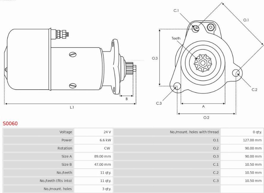 AS-PL S0060 - Startmotor xdelar.se