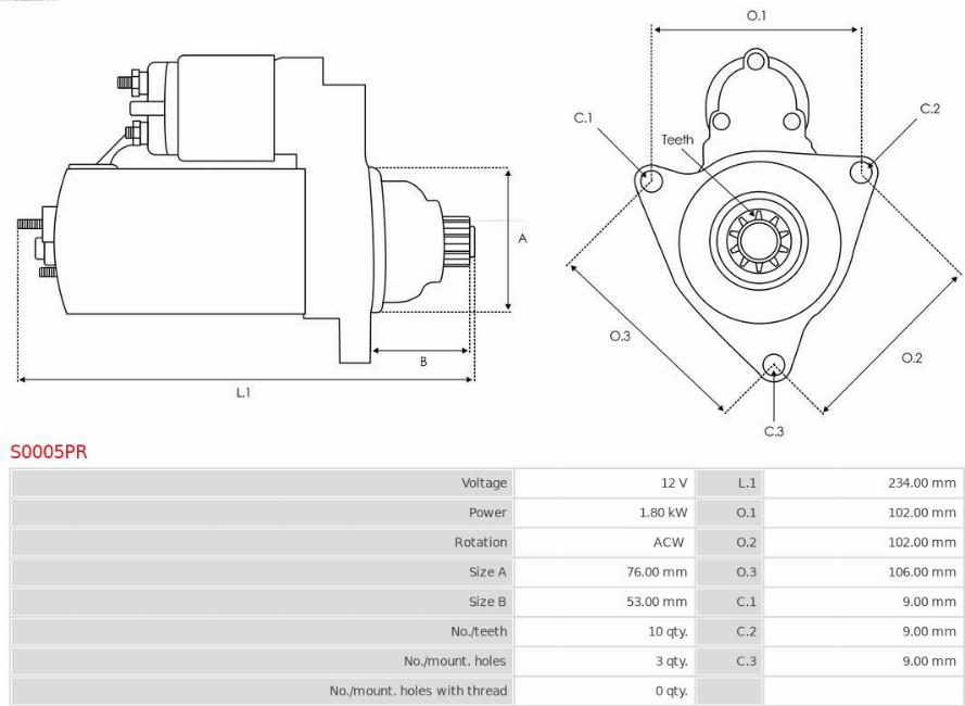 AS-PL S0005PR - Startmotor xdelar.se