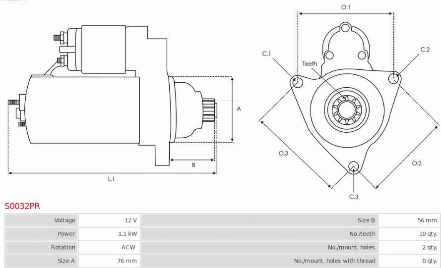 AS-PL S0032PR - Startmotor xdelar.se