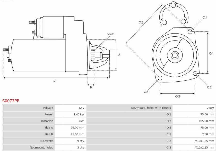 AS-PL S0073PR - Startmotor xdelar.se