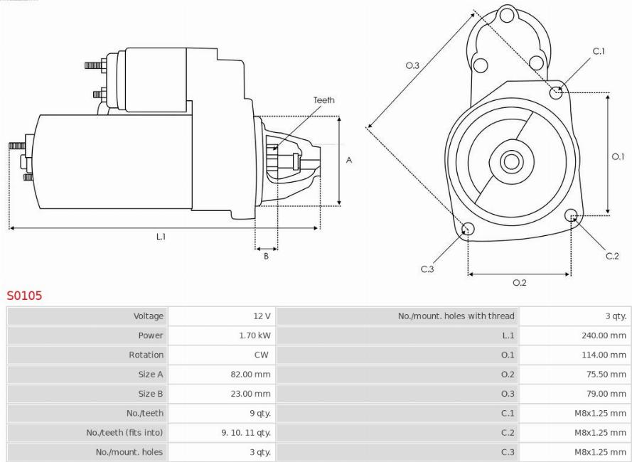 AS-PL S0105 - Startmotor xdelar.se