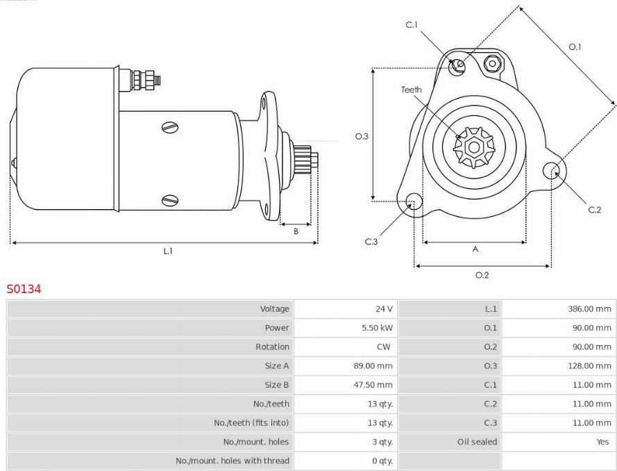 AS-PL S0134 - Startmotor xdelar.se