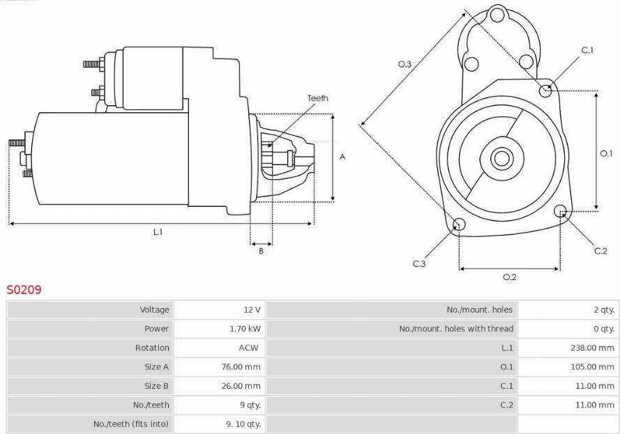 AS-PL S0209 - Startmotor xdelar.se