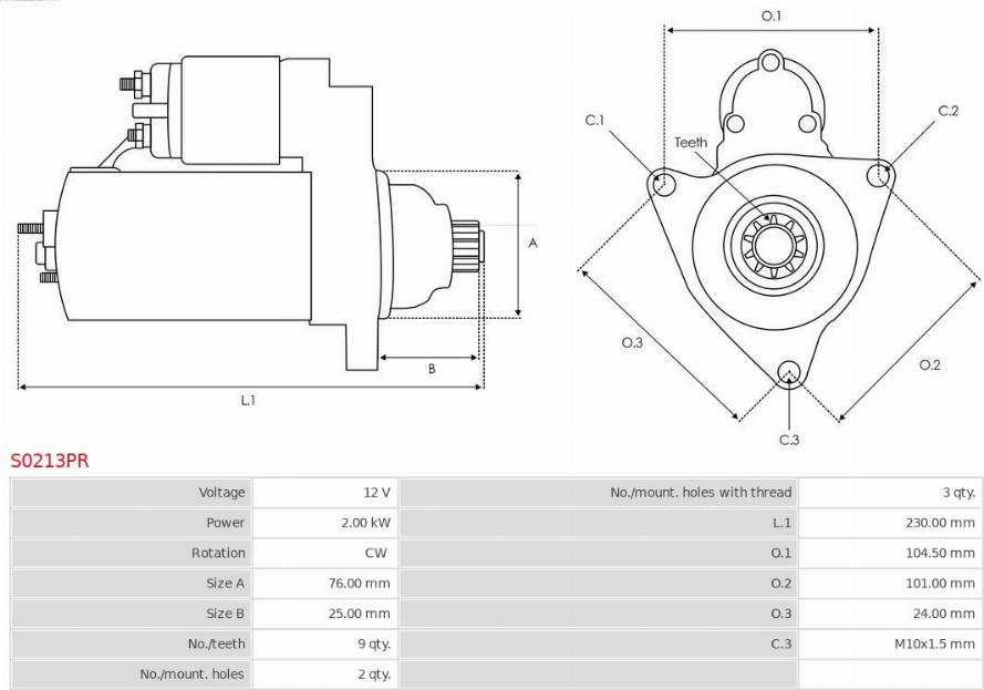 AS-PL S0213PR - Startmotor xdelar.se