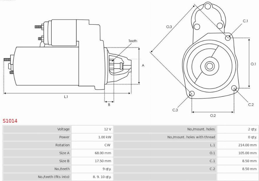 AS-PL S1014 - Startmotor xdelar.se