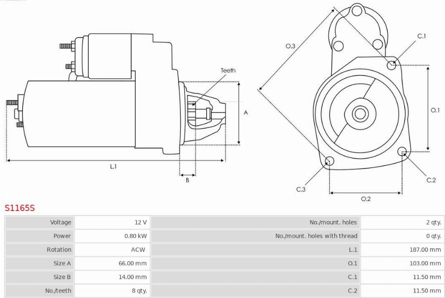 AS-PL S1165S - Startmotor xdelar.se