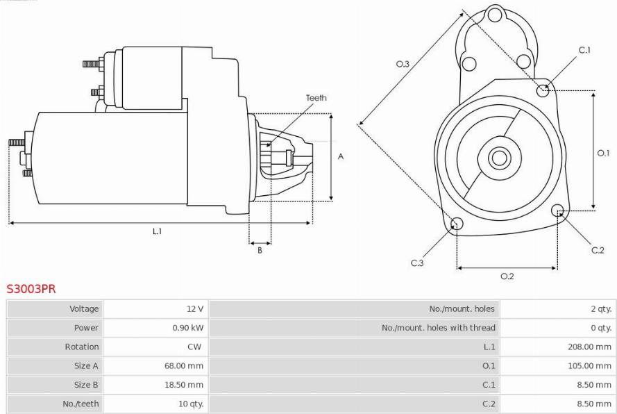 AS-PL S3003PR - Startmotor xdelar.se