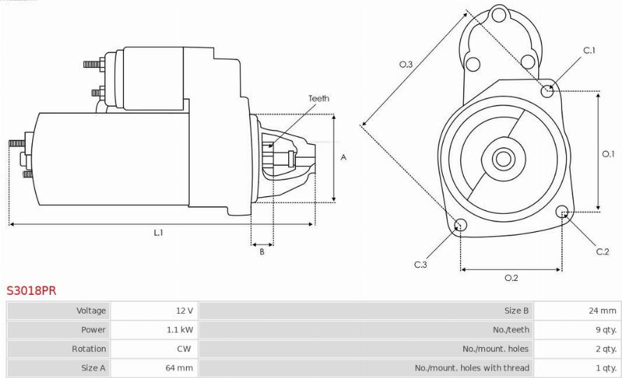 AS-PL S3018PR - Startmotor xdelar.se