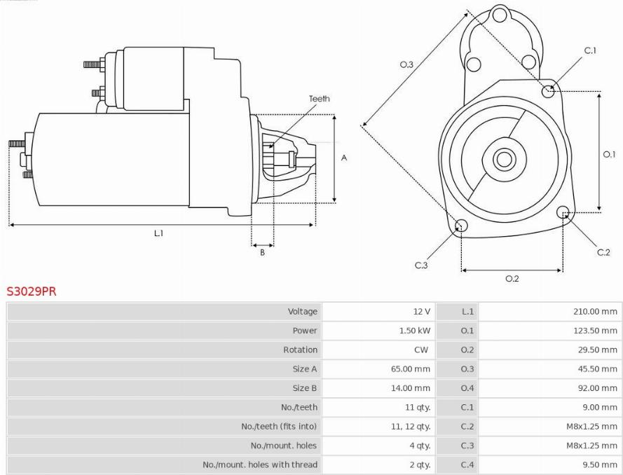 AS-PL S3029PR - Startmotor xdelar.se