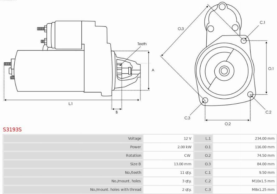 AS-PL S3193S - Startmotor xdelar.se