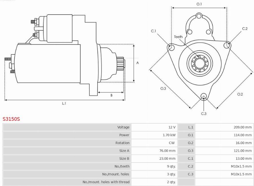 AS-PL S3150S - Startmotor xdelar.se