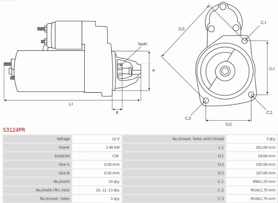 AS-PL S3124PR - Startmotor xdelar.se