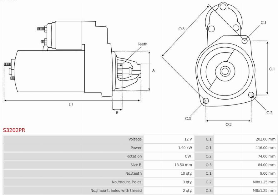 AS-PL S3202PR - Startmotor xdelar.se