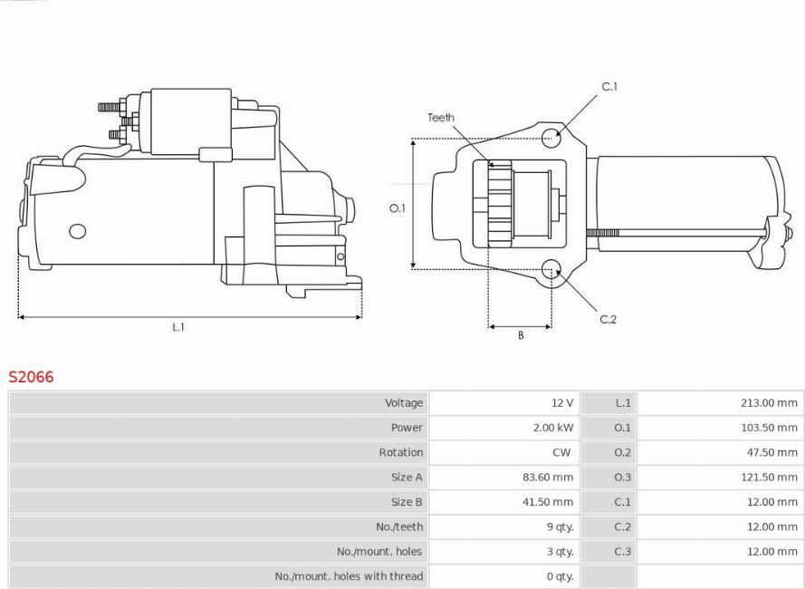 AS-PL S2066 - Startmotor xdelar.se