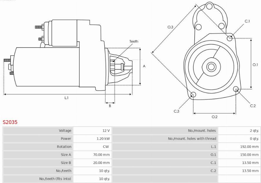 AS-PL S2035 - Startmotor xdelar.se