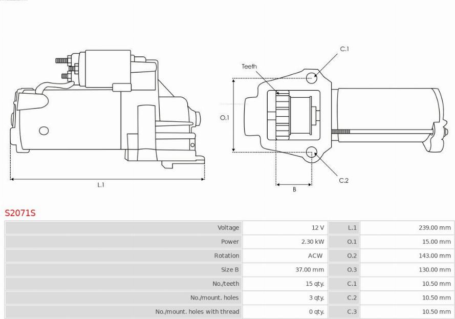 AS-PL S2071S - Startmotor xdelar.se