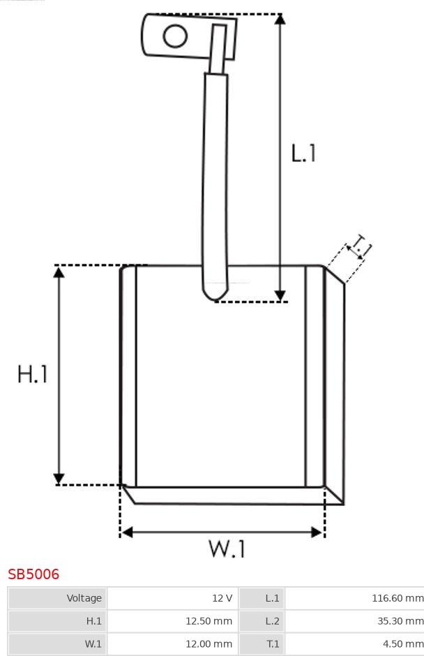 AS-PL SB5006 - Kolborste, startmotor xdelar.se