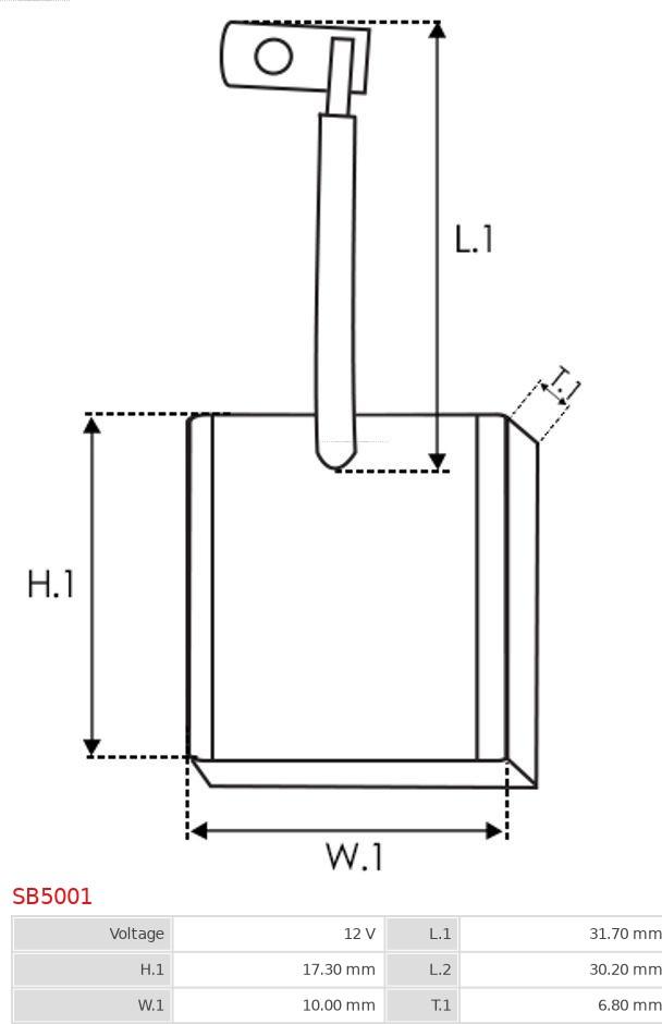 AS-PL SB5001 - Kolborste, startmotor xdelar.se