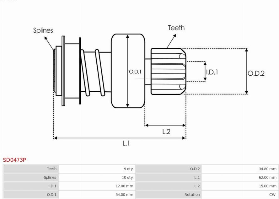 AS-PL SD0473P - Drev, startmotor xdelar.se