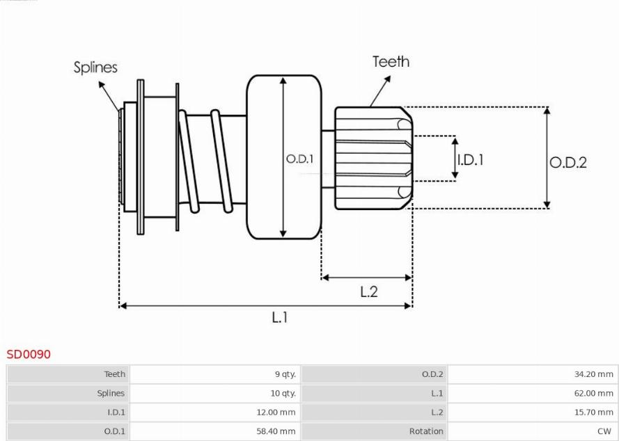 AS-PL SD0090 - Drev, startmotor xdelar.se