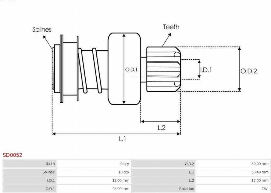 AS-PL SD0052 - Drev, startmotor xdelar.se