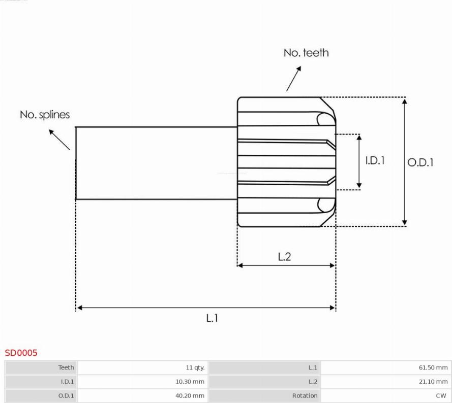 AS-PL SD0005 - Drev, startmotor xdelar.se