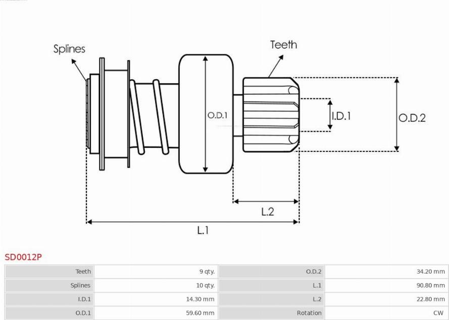 AS-PL SD0012P - Drev, startmotor xdelar.se