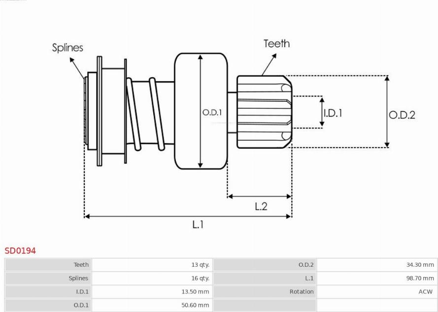 AS-PL SD0194 - Drev, startmotor xdelar.se