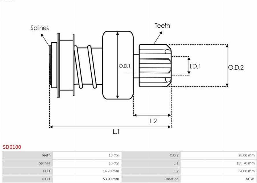 AS-PL SD0100 - Drev, startmotor xdelar.se