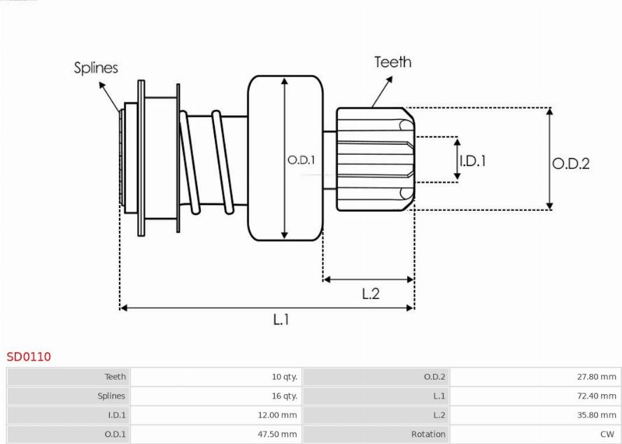 AS-PL SD0110 - Drev, startmotor xdelar.se