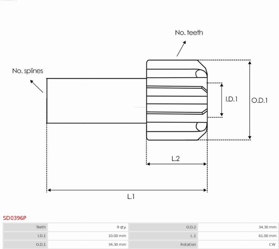 AS-PL SD0396P - Drev, startmotor xdelar.se