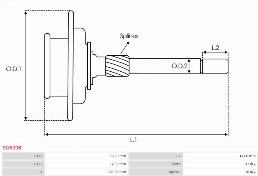 AS-PL SG6008 - Rep.sats, planetväxel-startmotor xdelar.se