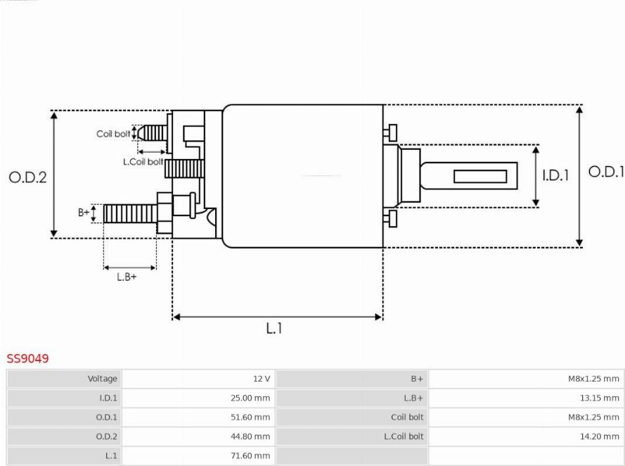 AS-PL SS9049 - Solenoid, startmotor xdelar.se