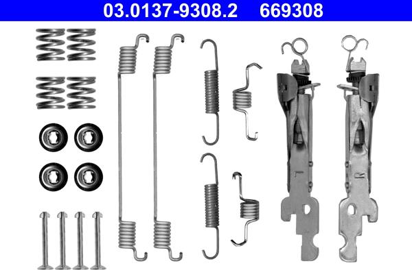 ATE 03.0137-9308.2 - Tillbehörssats, bromsbackar xdelar.se