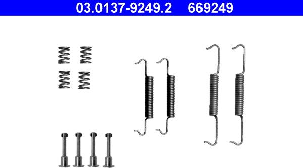 ATE 03.0137-9249.2 - Tillbehörssats, bromsbackar, parkeringsbroms xdelar.se