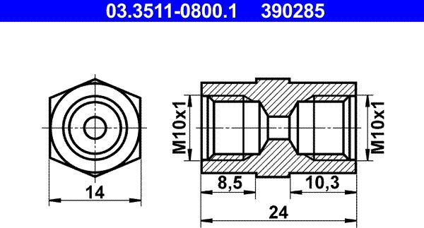 ATE 03.3511-0800.1 - Adapter, bromsledning xdelar.se