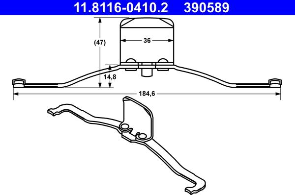 ATE 11.8116-0410.2 - Fjäder, bromsadel xdelar.se