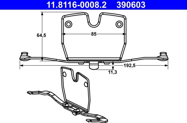 ATE 11.8116-0008.2 - Fjäder, bromsadel xdelar.se