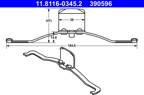 ATE 11.8116-0345.2 - Fjäder, bromsadel xdelar.se