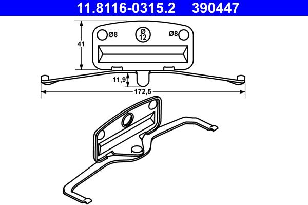 ATE 11.8116-0315.2 - Fjäder, bromsadel xdelar.se