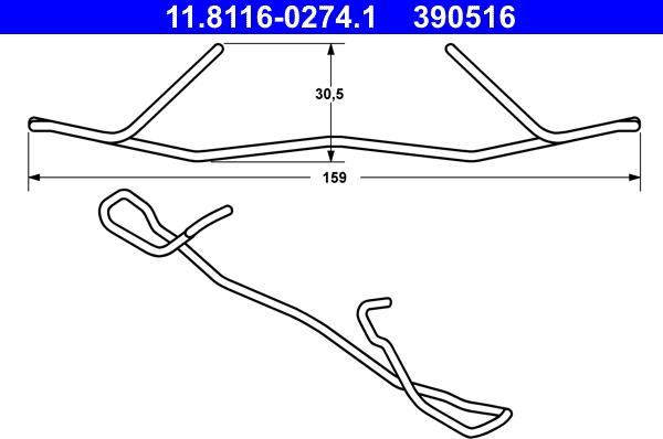 ATE 11.8116-0274.1 - Fjäder, bromsadel xdelar.se