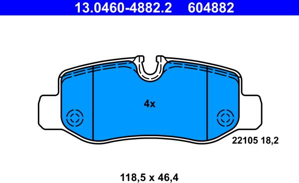 ATE 13.0460-4882.2 - Bromsbeläggssats, skivbroms xdelar.se