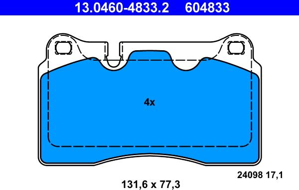 ATE 13.0460-4833.2 - Bromsbeläggssats, skivbroms xdelar.se