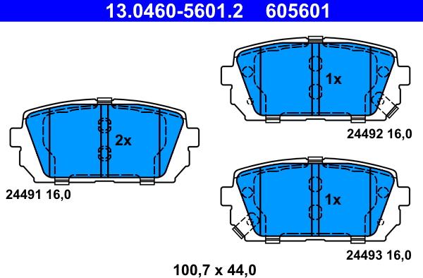 ATE 13.0460-5601.2 - Bromsbeläggssats, skivbroms xdelar.se