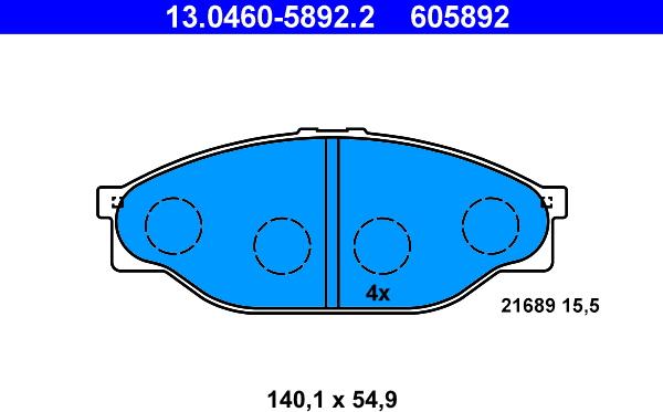 ATE 13.0460-5892.2 - Bromsbeläggssats, skivbroms xdelar.se