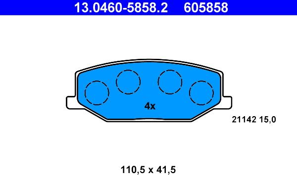 ATE 13.0460-5858.2 - Bromsbeläggssats, skivbroms xdelar.se