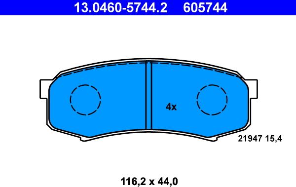 ATE 13.0460-5744.2 - Bromsbeläggssats, skivbroms xdelar.se