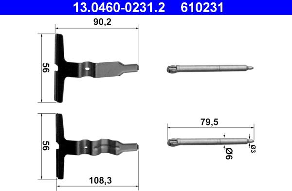 ATE 13.0460-0231.2 - Tillbehörssats, skivbromsbelägg xdelar.se